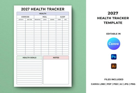 1 2027 Health Tracker Template Designs & Graphics