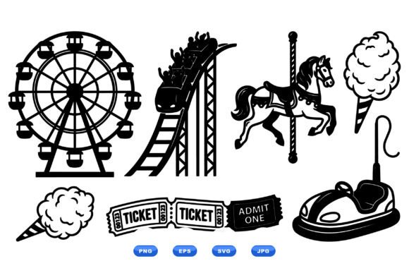 Carnival Amusement Park Icons Gráfico Manualidades Por DesignVectx
