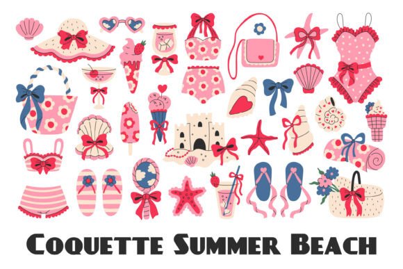 Coquette Summer Beach PNG Clipart Graphic by Rin Green · Creative Fabrica