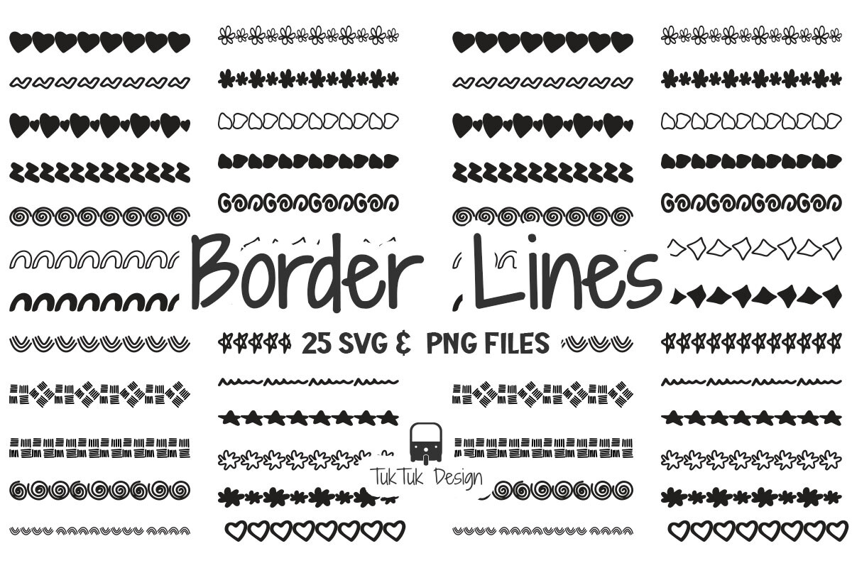 Doodle Border Line SVG PNG Bundle