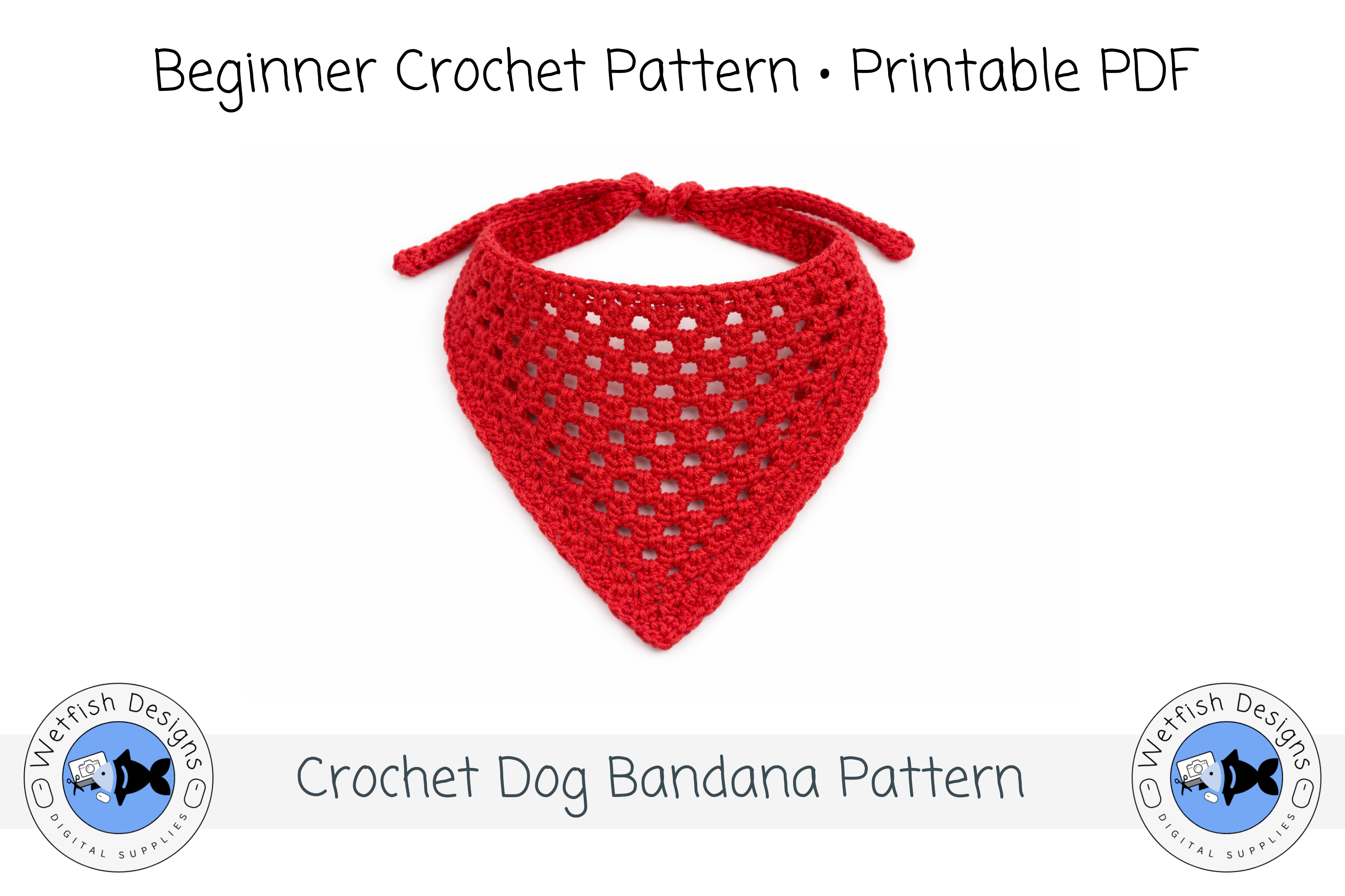 Easy Crochet Dog Bandana Pattern (PDF)