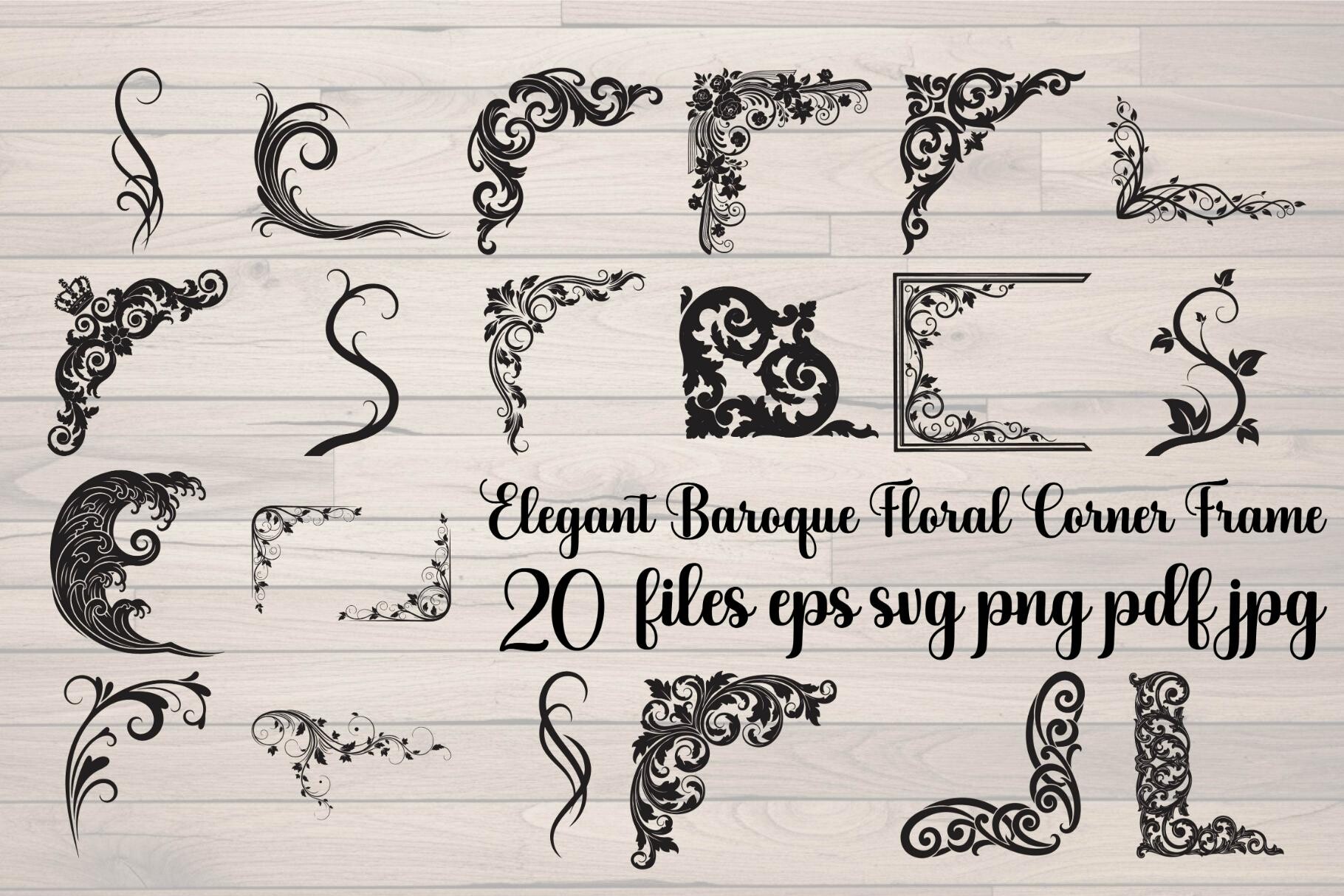 Elegant Baroque Floral Corner Frame