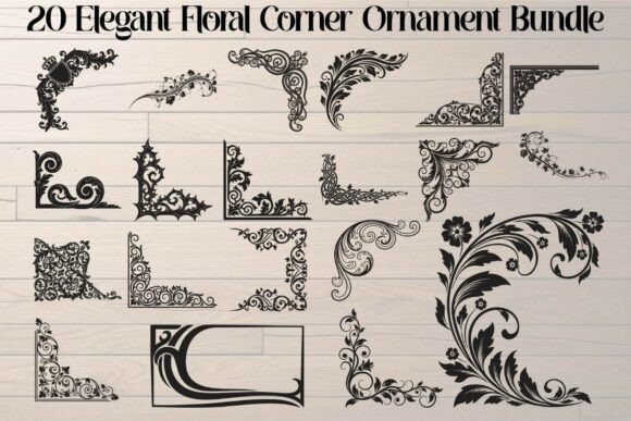 Elegant Floral Corner Ornament Bundle