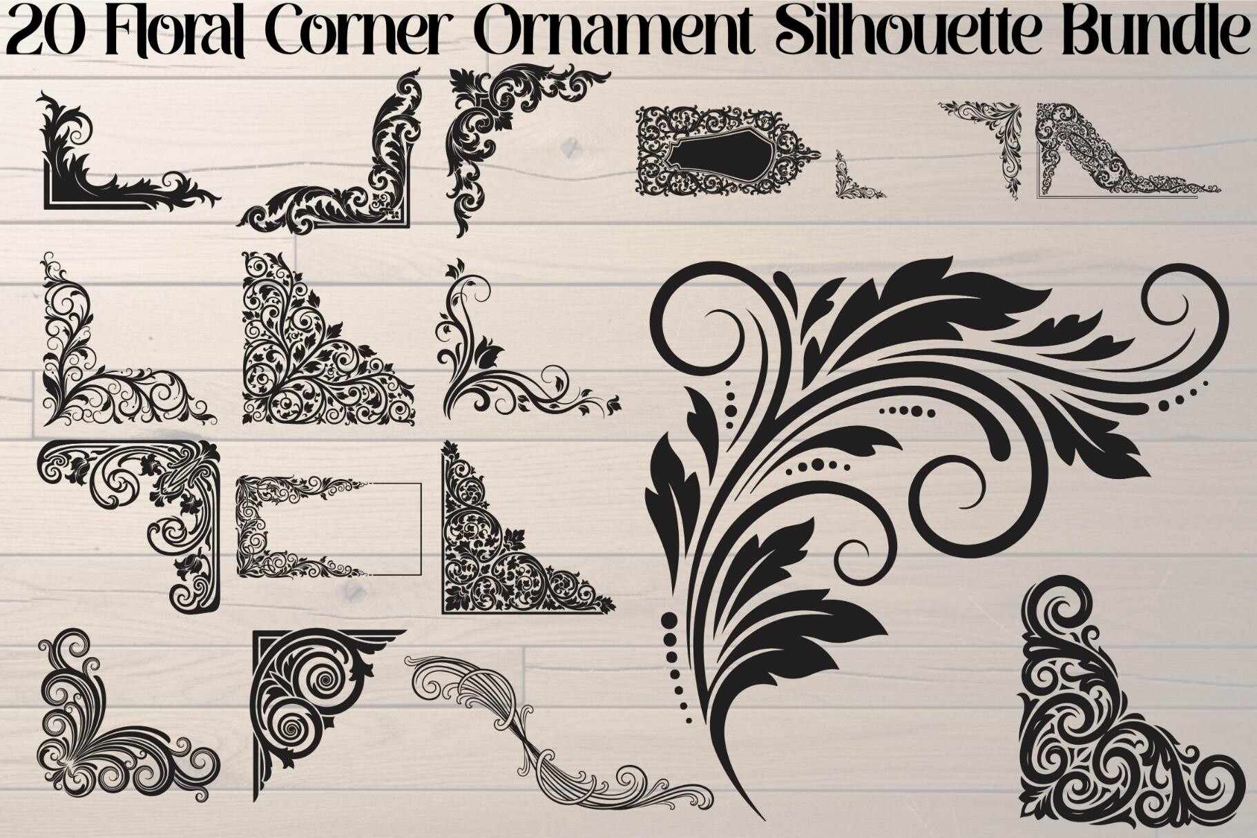Floral Corner Ornament Silhouette