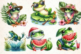 Frog Enjoying Summer Clipart Graphic by Strawberry Art · Creative Fabrica