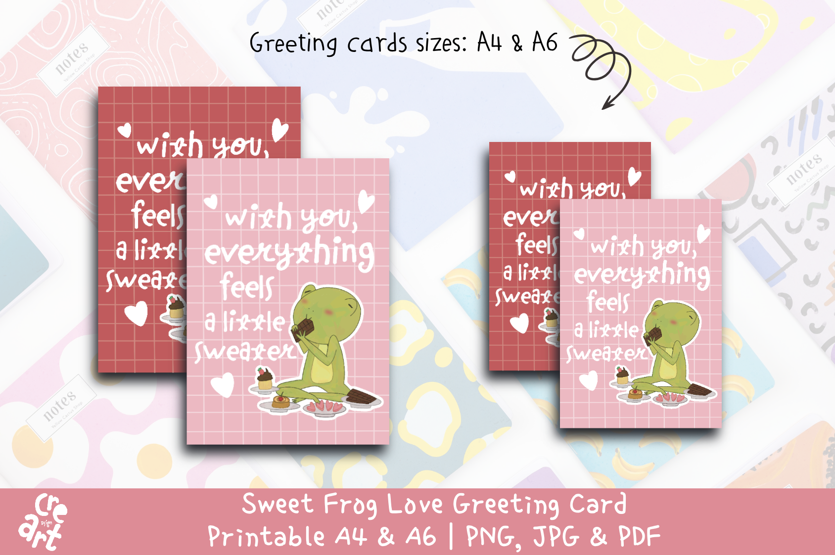 Frog Sweet Love Card A4 A6