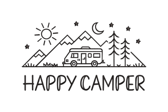 Happy Camper Mountain Scene