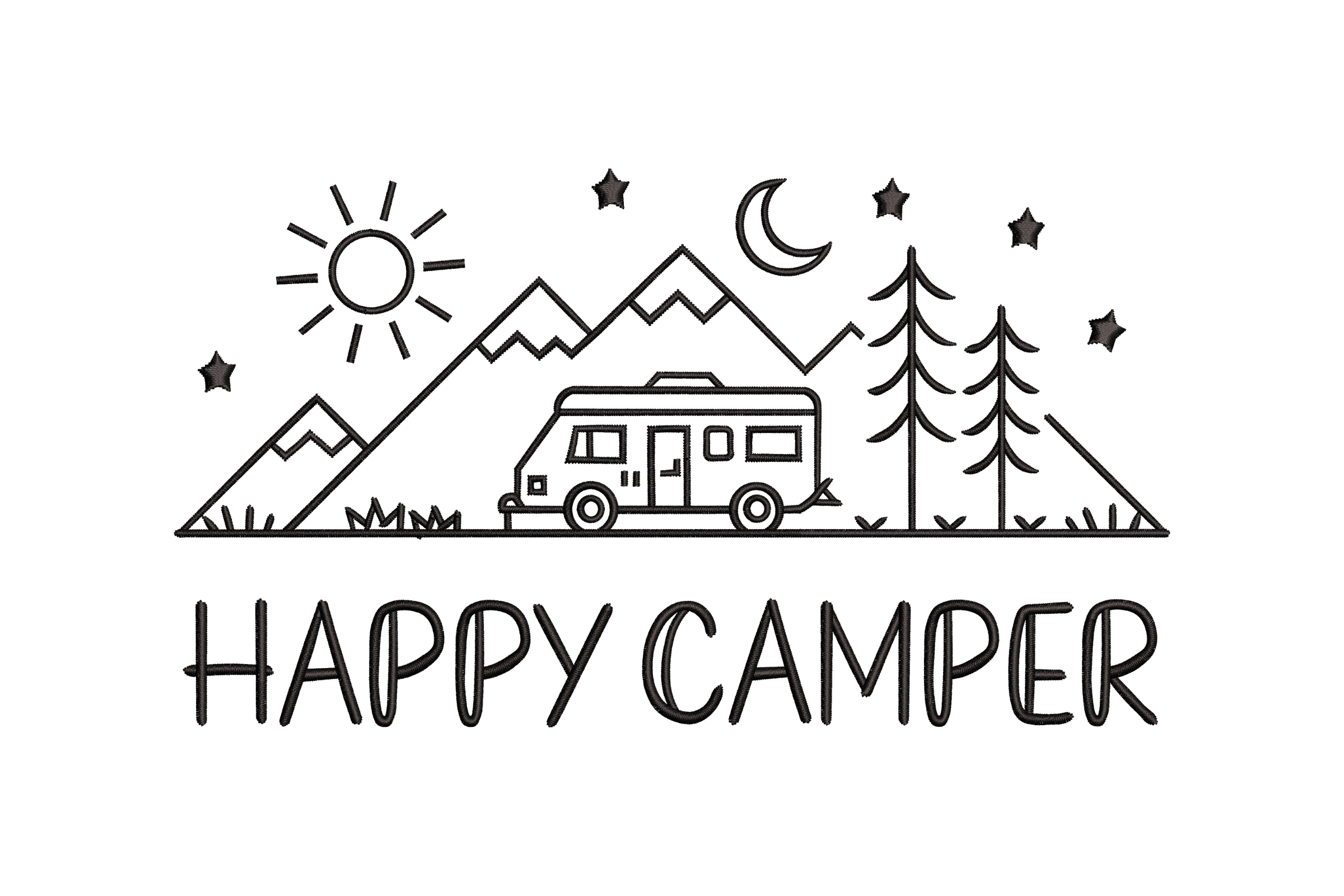 Happy Camper Mountain Scene