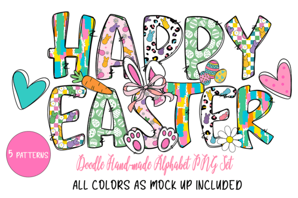 Happy Easter Alphabet Doodle PNG Set Graphic by Hello December ...