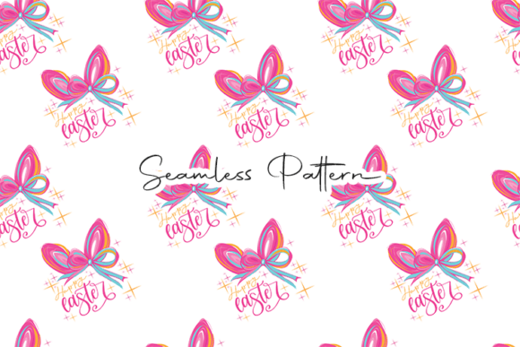 Happy Easter Bow Seamless Pattern Art Gráfico Patrones de Papel Por Parrotkitties