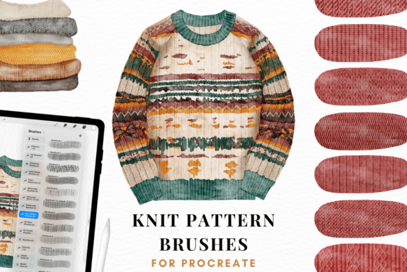 Knit Pattern Brushes for Procreate Graphic Brushes By Eve Zo Art