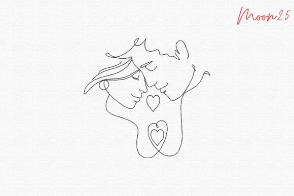 Minimal Couple Love Face Line Art Style