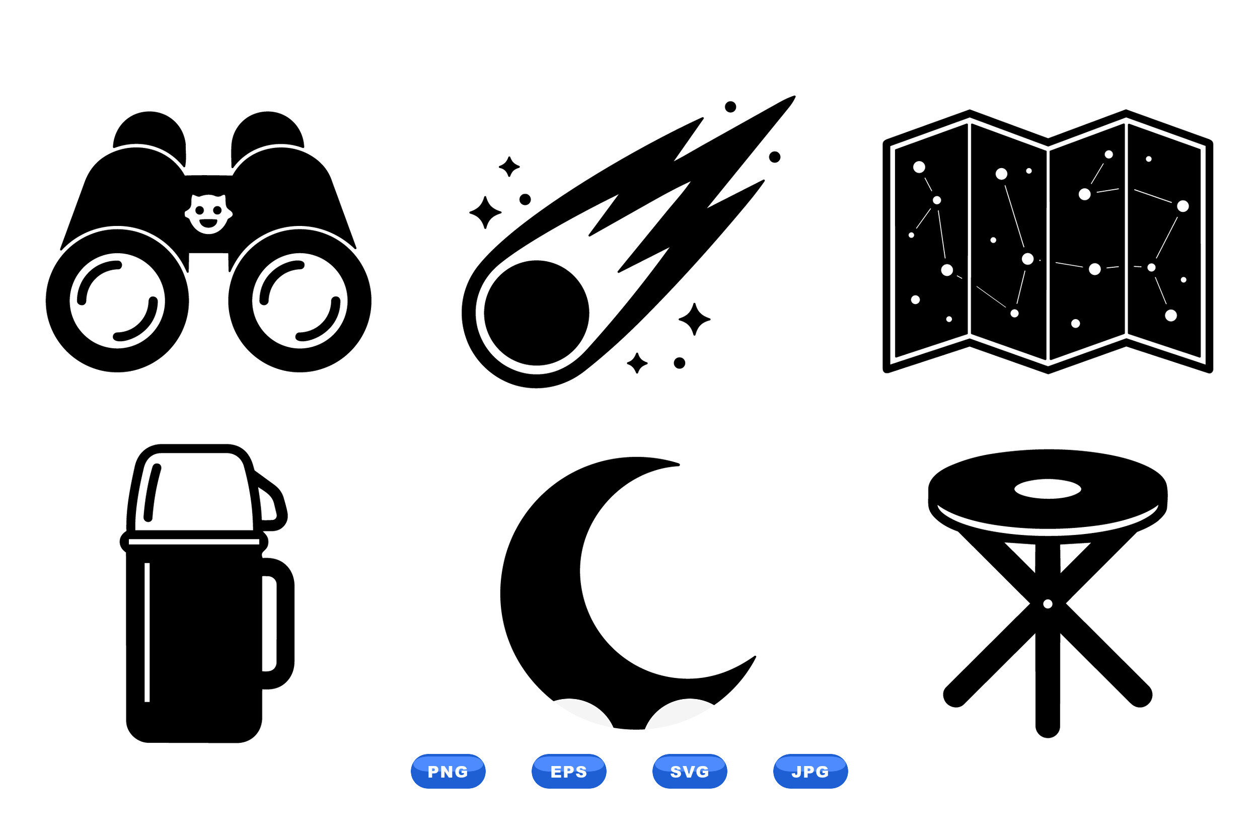 Night Sky Camping Icons Pack