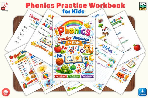 Phonics Practice Workbook for Kids Graphic KDP Interiors By KDPLab