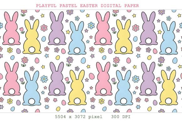Playful Pastel Easter Digital Paper PNG Bundle · Creative Fabrica