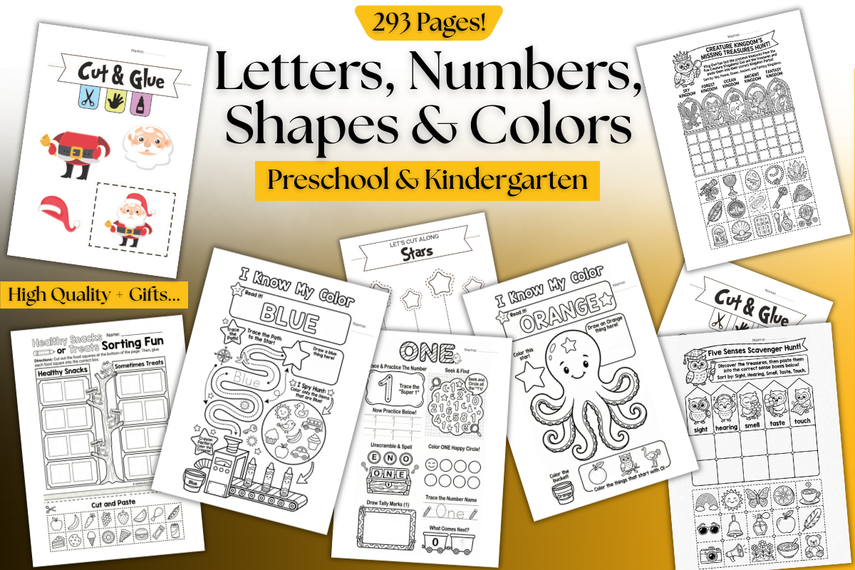 Preschool Learning Worksheets Bundle