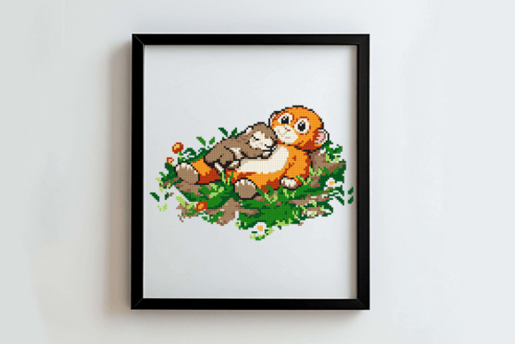 Punch the Monkey Cross Stitch Pattern