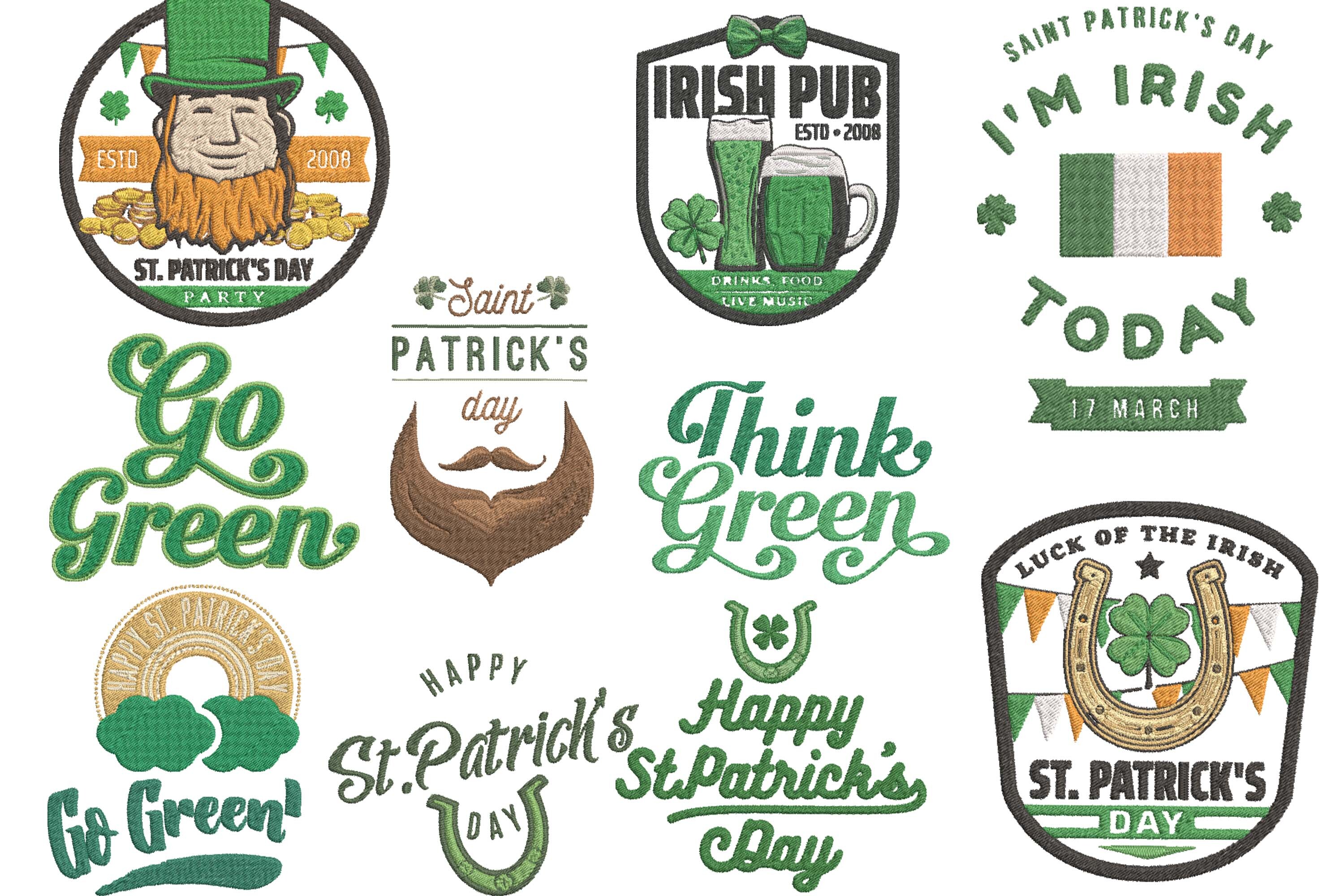 St Patricks Day Embroidery Bundle Set