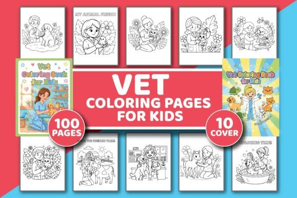 Vet Coloring Book for Kids Ages 3-7