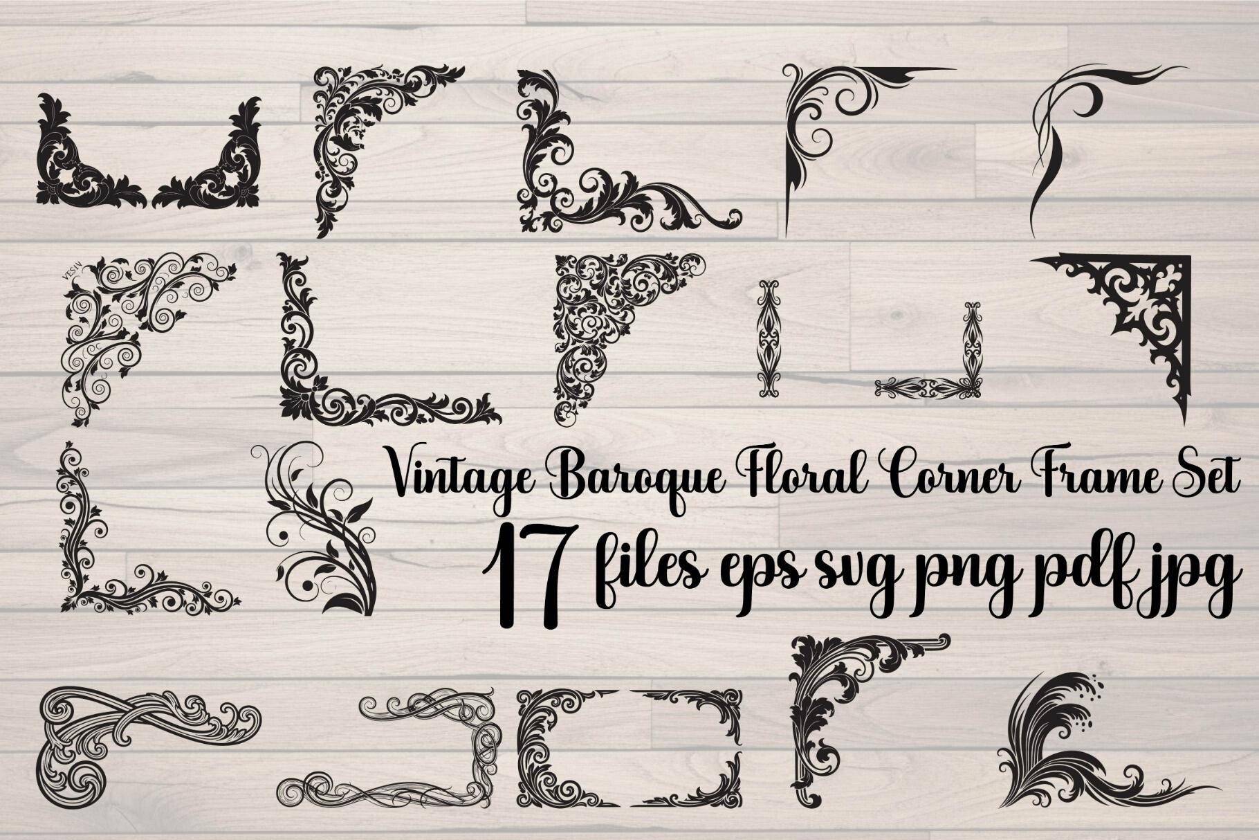 Vintage Baroque Floral Corner Frame