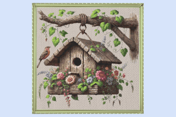 Vintage Garden Birdhouse Cross Stitch De