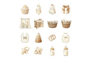 Watercolor Neutral Baby Shower Clipart Graphic by TheArcherDesign ...