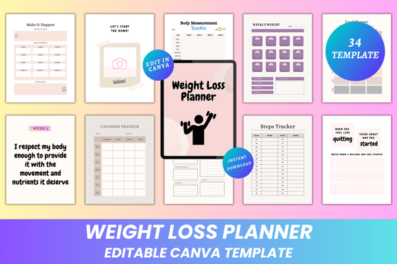 Weight Loss Planner Canva Kdp Interior