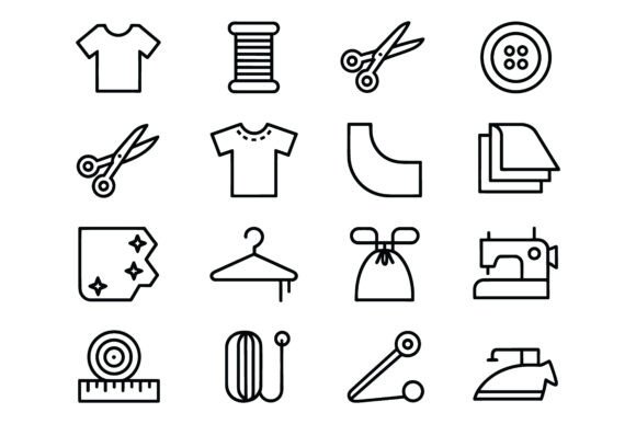 Sewing and Clothing Making Icon Set
