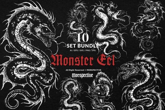 10 Bundle Dark Art Monster Eel Dragon