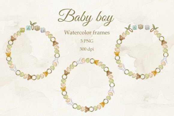 Baby Boy. Set of Round Frames. PNG.