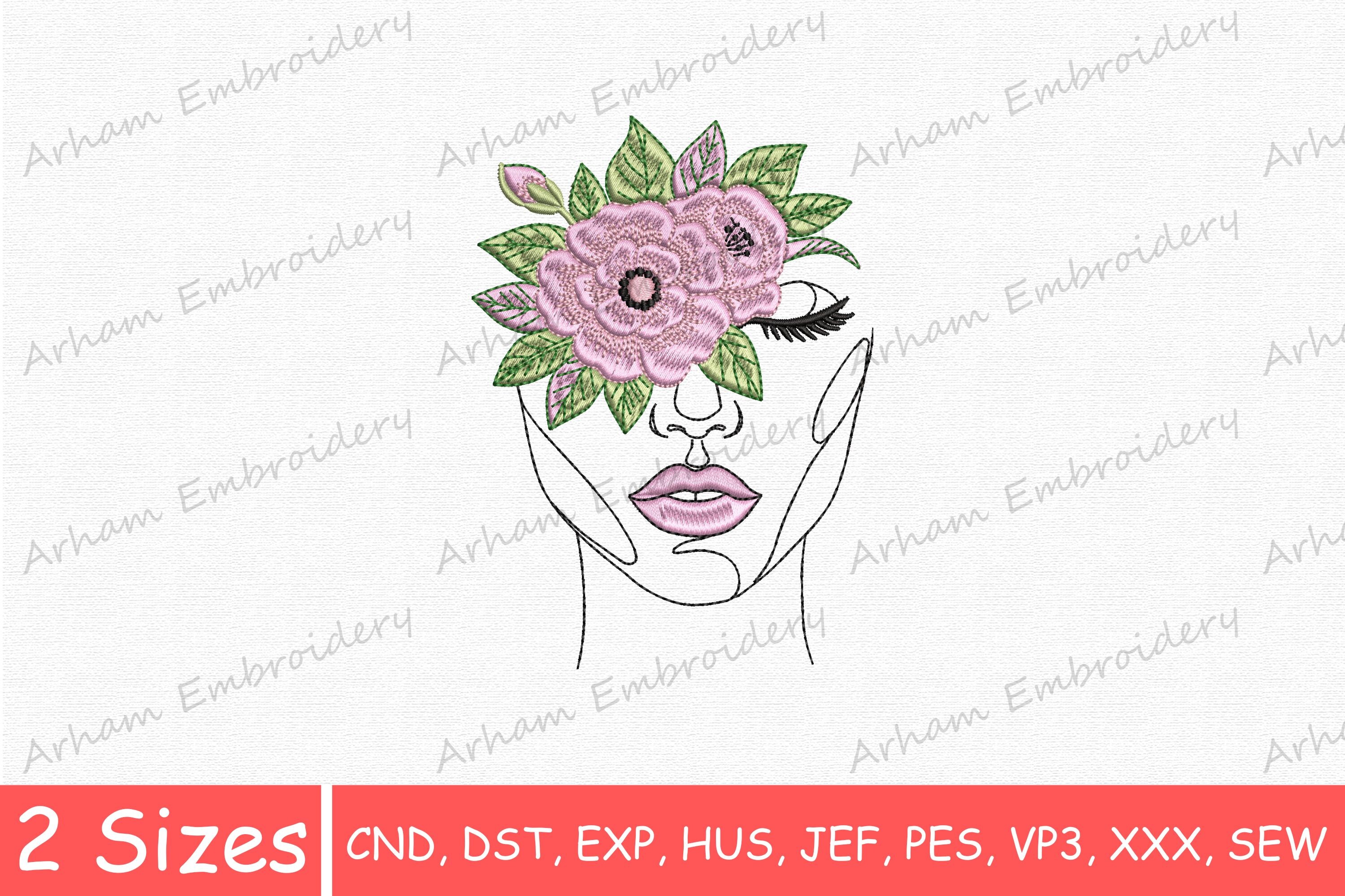 Boho Floral Woman Line Art
