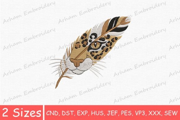 Boho Leopard Face with Feather