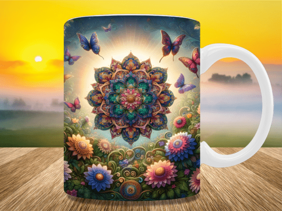 Butterfly Garden Flower Mug Wrap Graphics