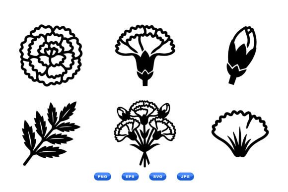Carnation Floral Clipart Set