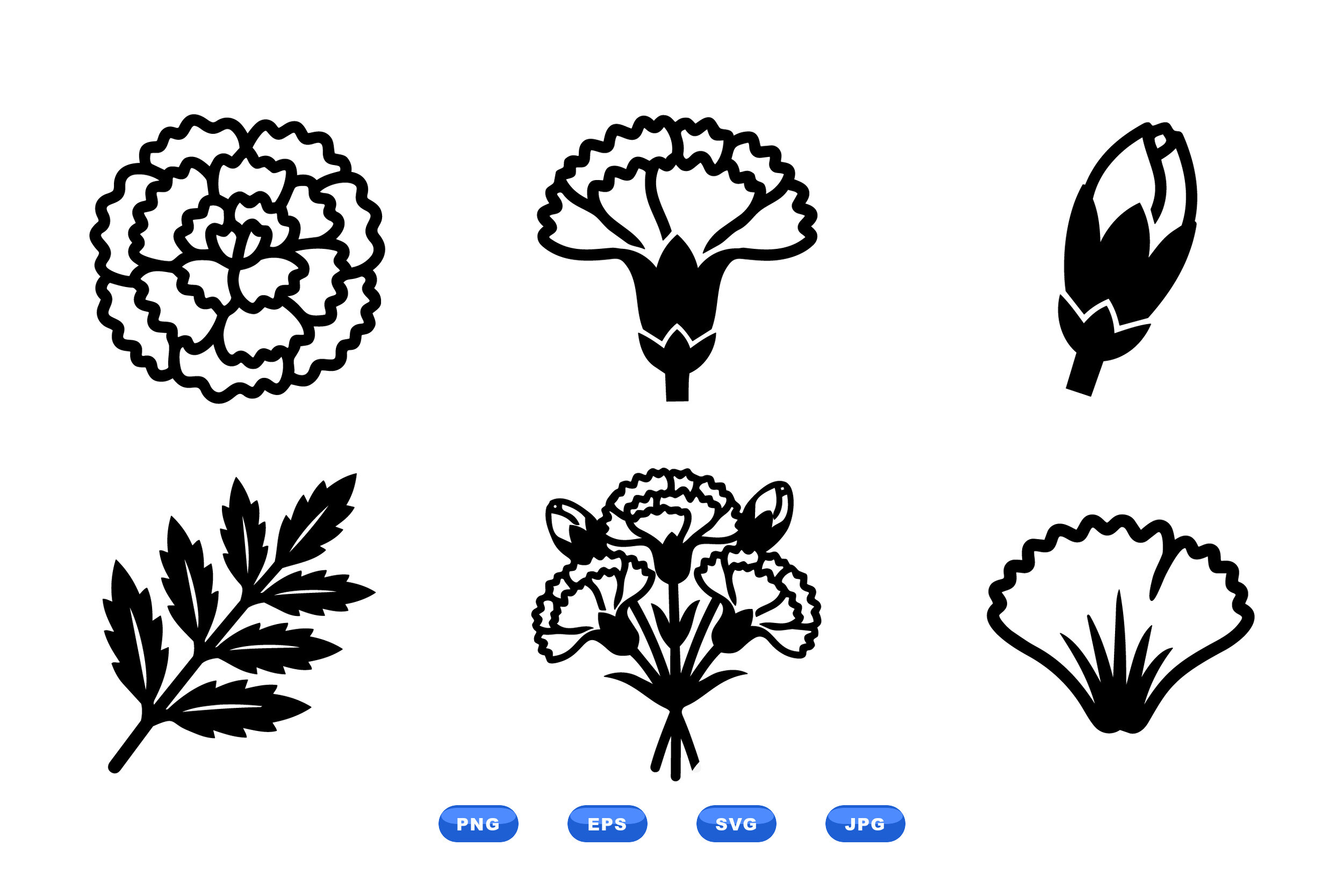 Carnation Floral Clipart Set
