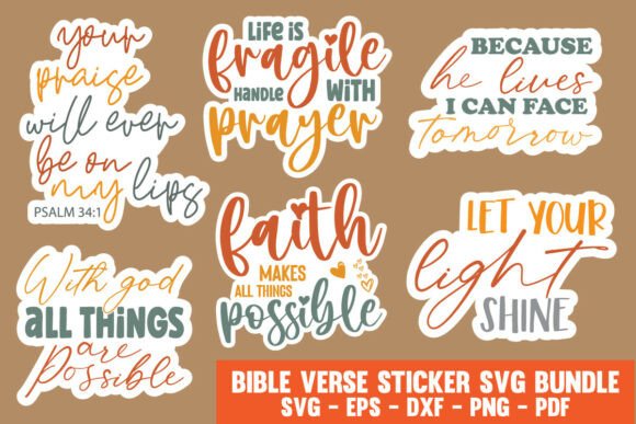 1 Christian Bible Verse Sticker Svg Bundle Designs & Graphics