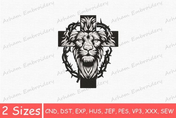 Christian Lion Head with Crown of Thorns