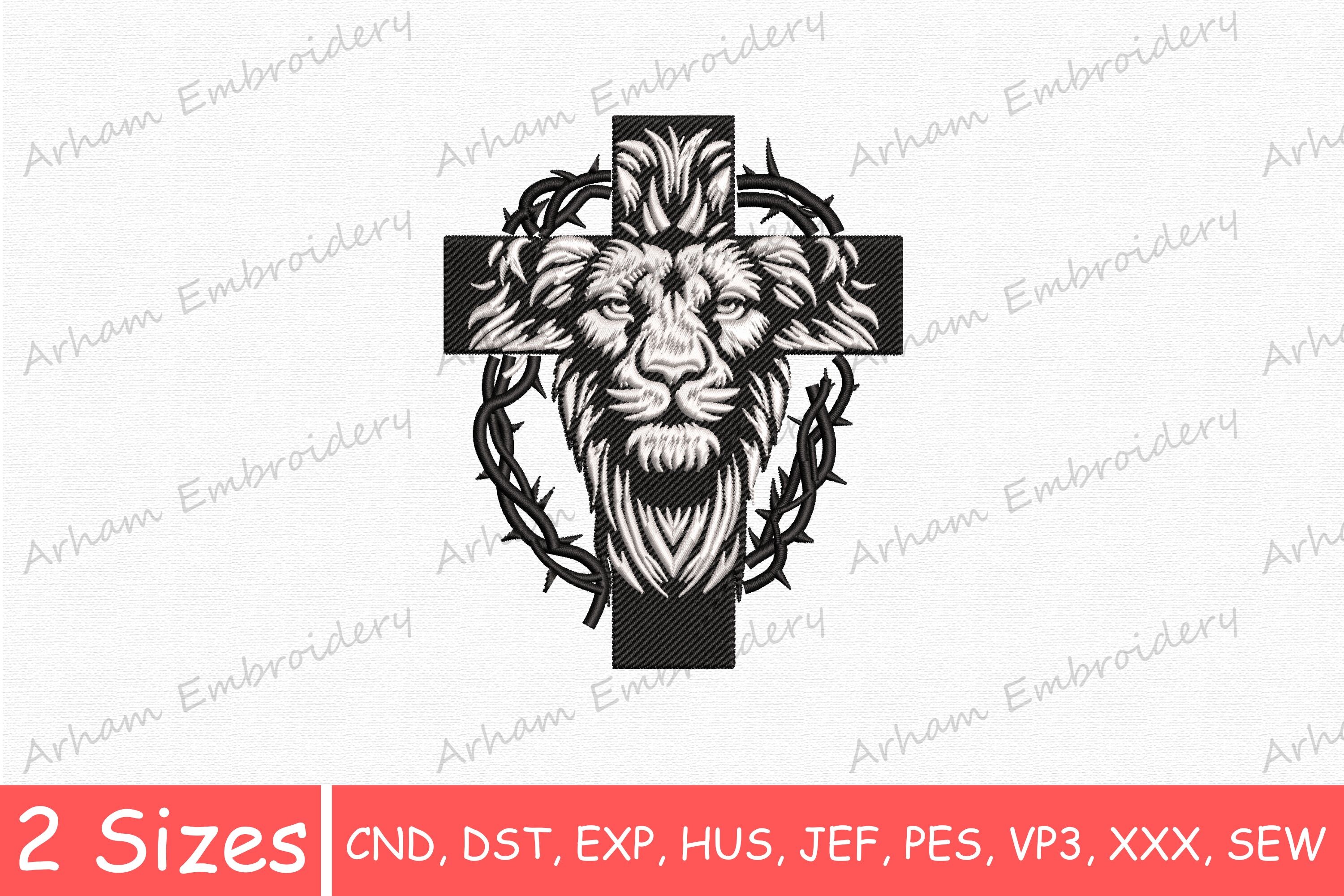Christian Lion Head with Crown of Thorns