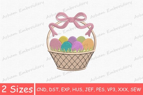 Colorful Easter Eggs Basket with Bow