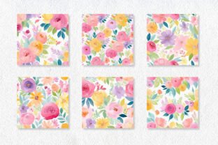 Colorful Watercolor Flower Digital Paper Graphic by jallydesign ...