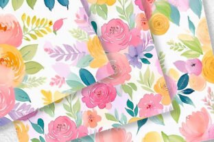 Colorful Watercolor Flower Digital Paper Graphic by jallydesign ...