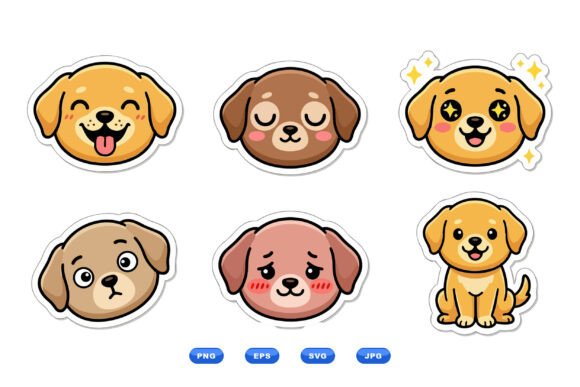Cute puppy sticker clipart PNG bundle for sublimation stickers kids tees and nursery prints