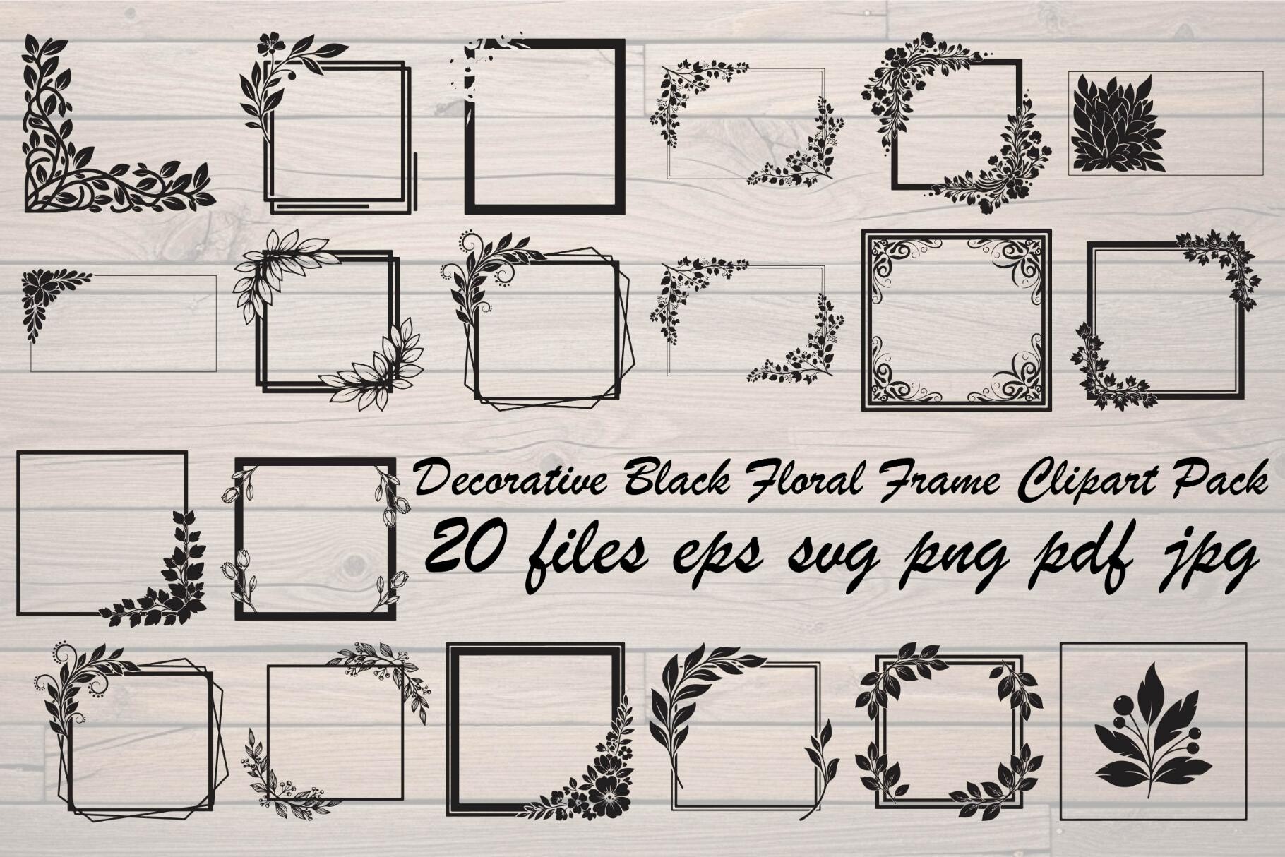 Decorative Black Floral Frame