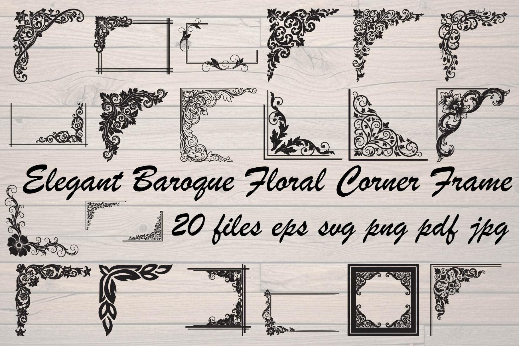 Elegant Baroque Floral Corner Frame