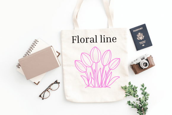 Floral Line Font PNG with transparent background - Preview 4