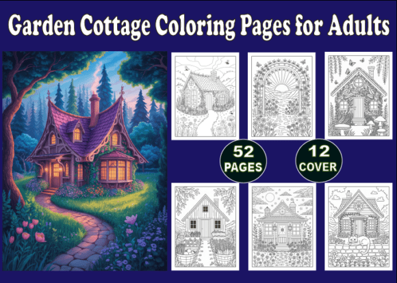 Garden Cottage Coloring Pages for Adults