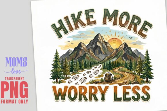 Hike More Worry Less Colorful Paint Png