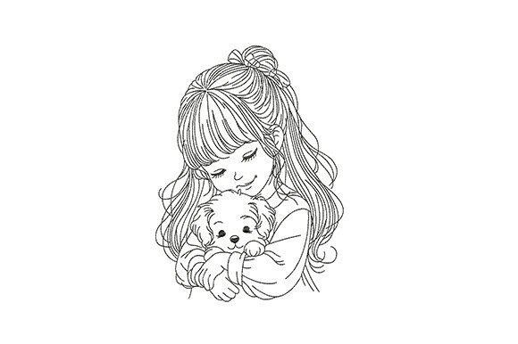 Little Girl and Puppy