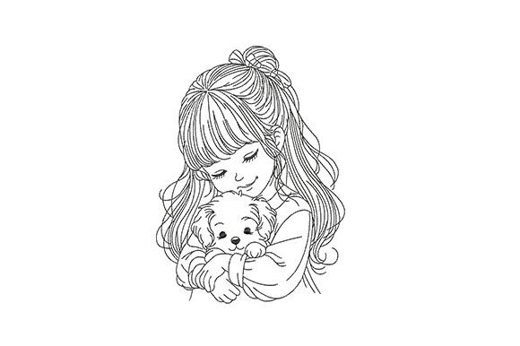 Little Girl and Puppy
