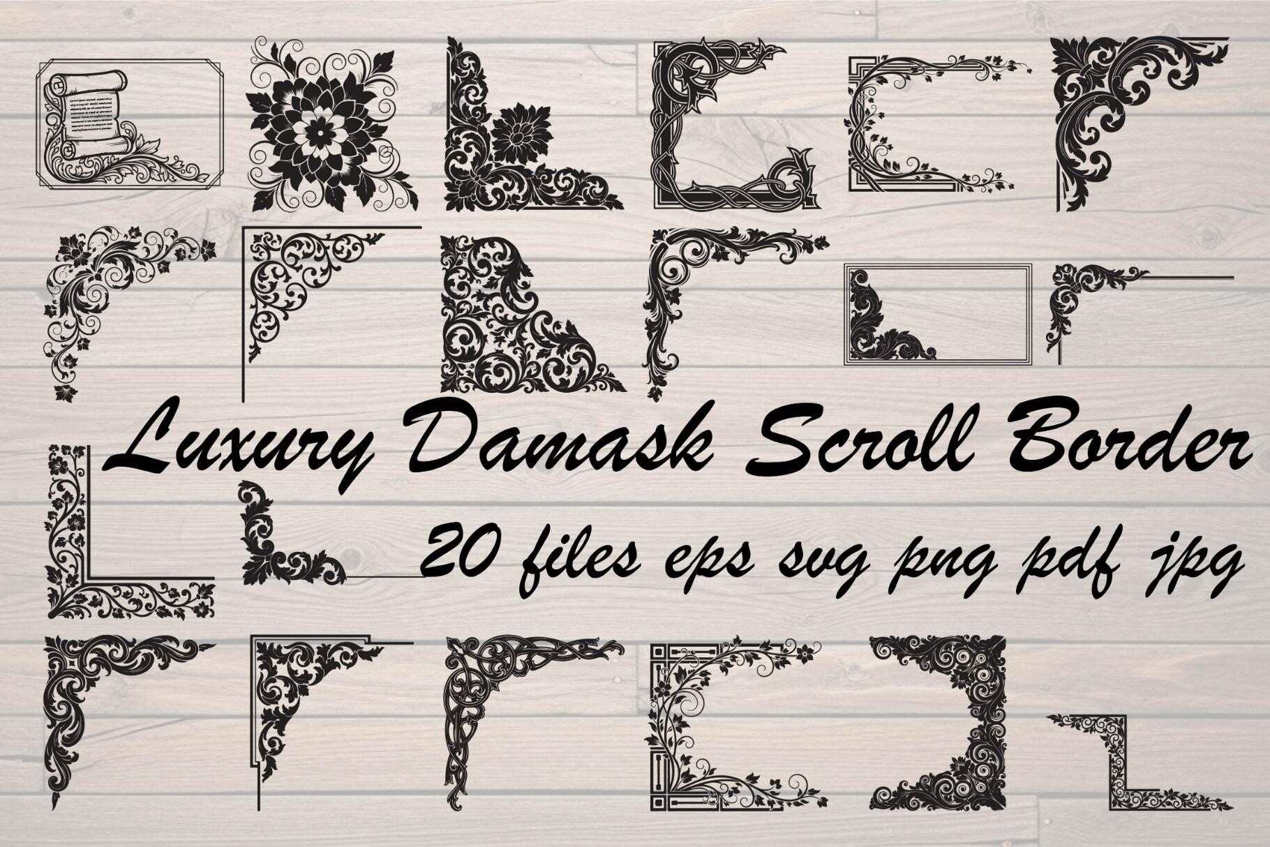 Luxury Damask Scroll Border